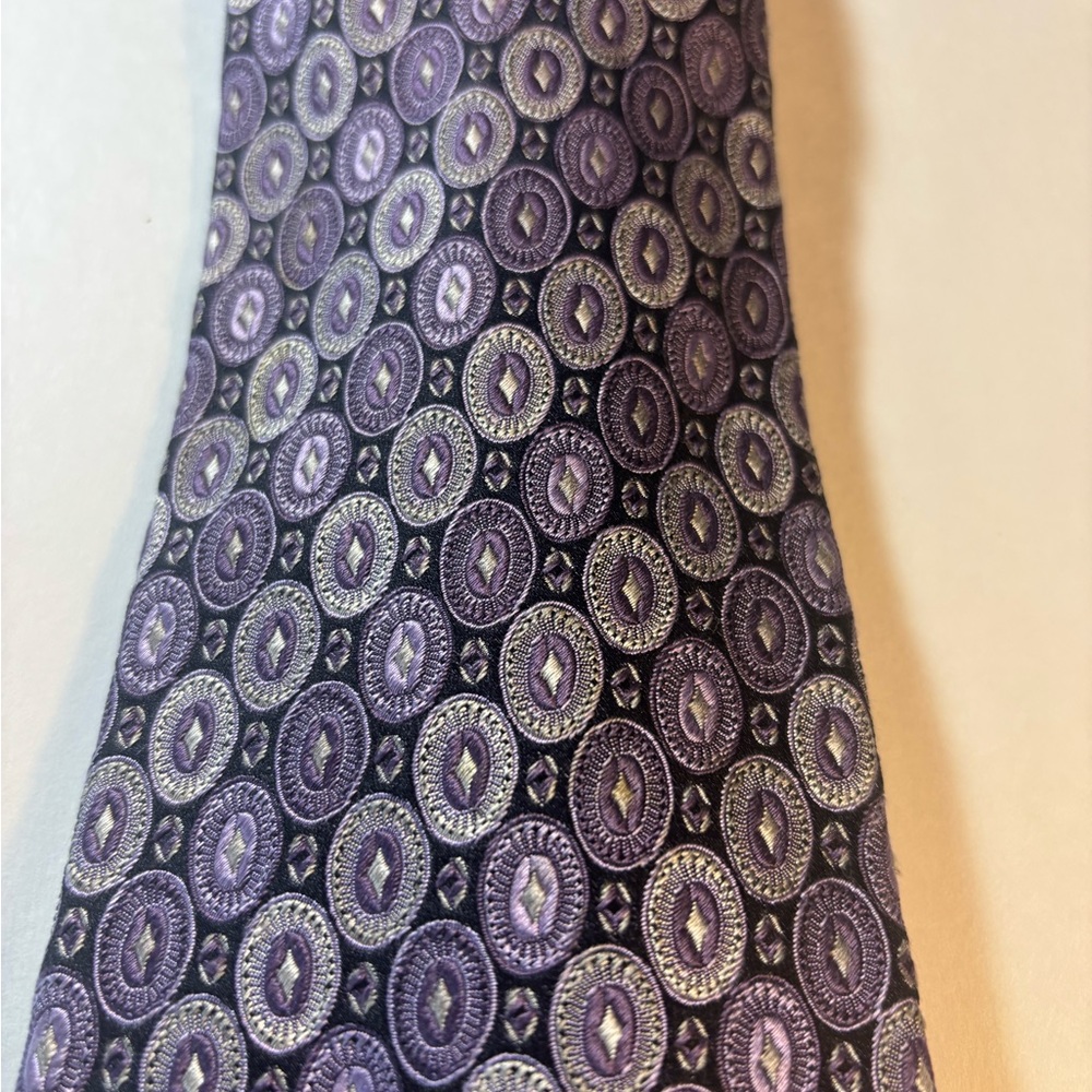 Bachrach Purple and Gold Geometric Tie